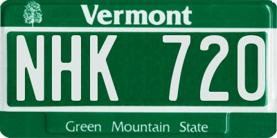 VT license plate NHK720