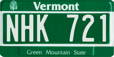 VT license plate NHK721