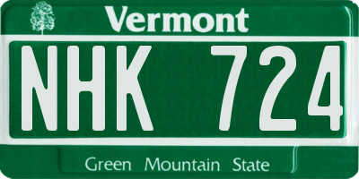 VT license plate NHK724