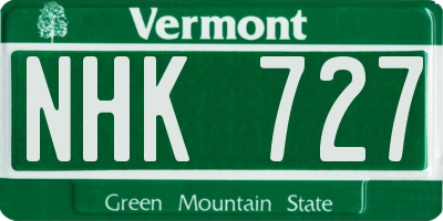 VT license plate NHK727