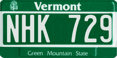 VT license plate NHK729