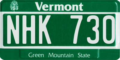VT license plate NHK730