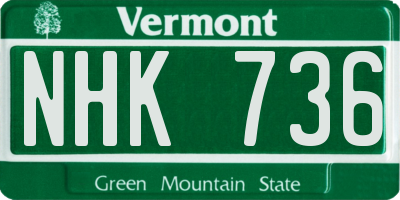VT license plate NHK736