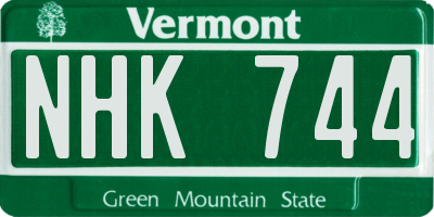 VT license plate NHK744