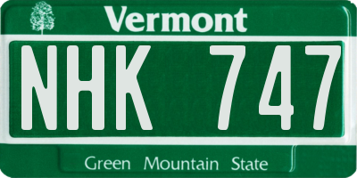 VT license plate NHK747