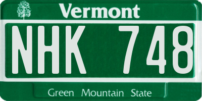 VT license plate NHK748