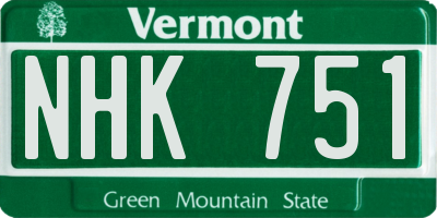 VT license plate NHK751