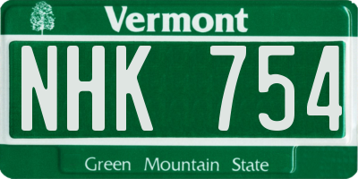 VT license plate NHK754