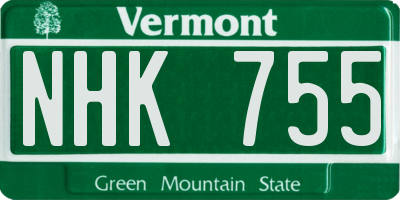 VT license plate NHK755