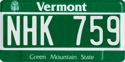 VT license plate NHK759