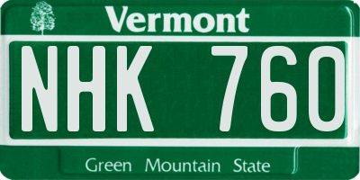 VT license plate NHK760