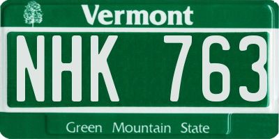 VT license plate NHK763