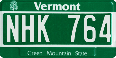 VT license plate NHK764