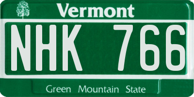 VT license plate NHK766
