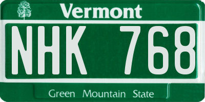 VT license plate NHK768