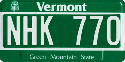 VT license plate NHK770