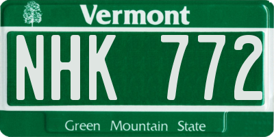 VT license plate NHK772