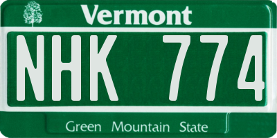 VT license plate NHK774