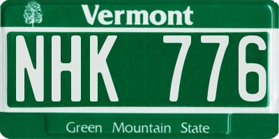 VT license plate NHK776