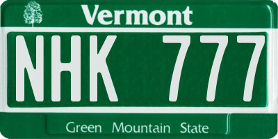 VT license plate NHK777