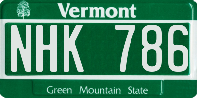 VT license plate NHK786