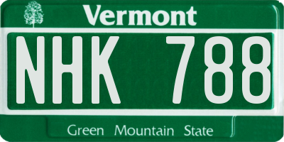VT license plate NHK788