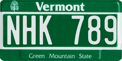 VT license plate NHK789