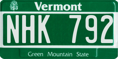 VT license plate NHK792