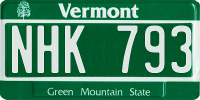 VT license plate NHK793