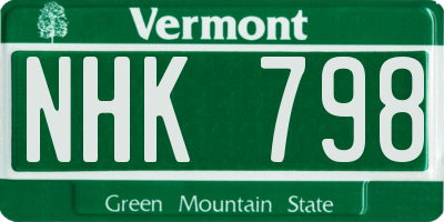 VT license plate NHK798