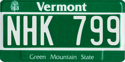 VT license plate NHK799
