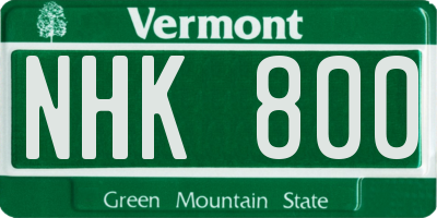 VT license plate NHK800
