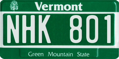 VT license plate NHK801