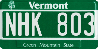 VT license plate NHK803
