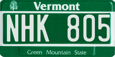 VT license plate NHK805