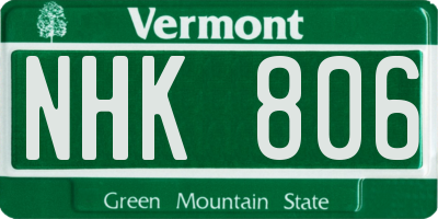 VT license plate NHK806