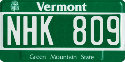 VT license plate NHK809