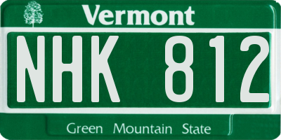 VT license plate NHK812