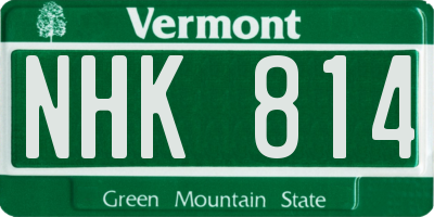VT license plate NHK814