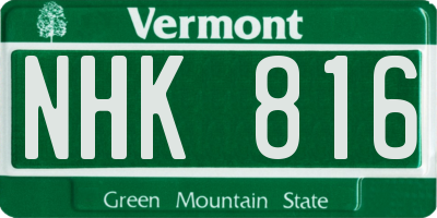 VT license plate NHK816