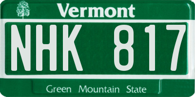 VT license plate NHK817
