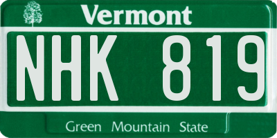 VT license plate NHK819