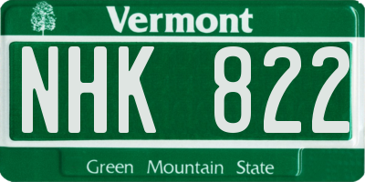 VT license plate NHK822