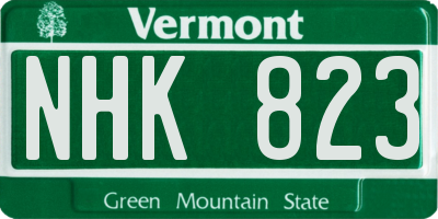 VT license plate NHK823