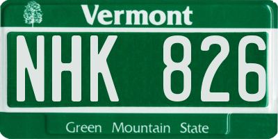 VT license plate NHK826
