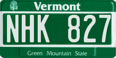 VT license plate NHK827