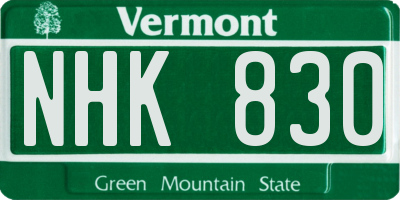 VT license plate NHK830
