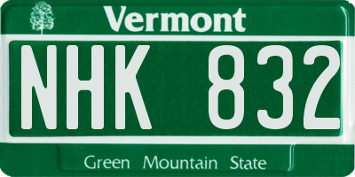 VT license plate NHK832