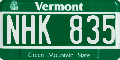 VT license plate NHK835