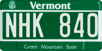 VT license plate NHK840